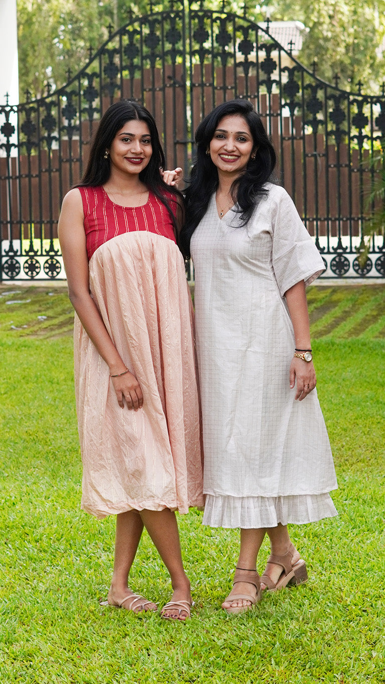 Blush Peach Chanderi Lurex Dress