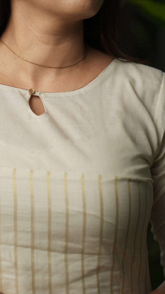 Yarned Cotton Kerala Kasav Kurta image 2