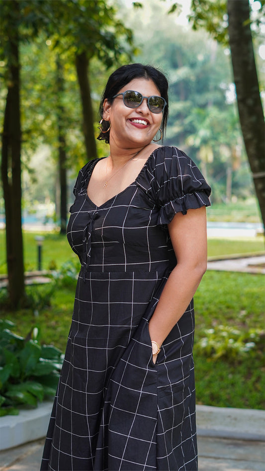 Classic Black Checkered Dress image 0