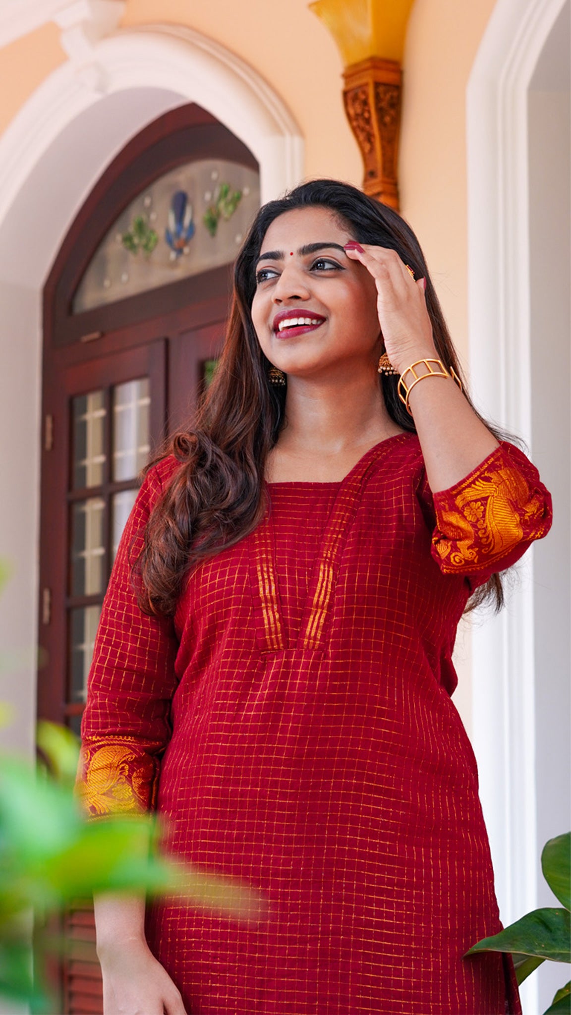 Lipstick Red Sungudi Coords set image 3