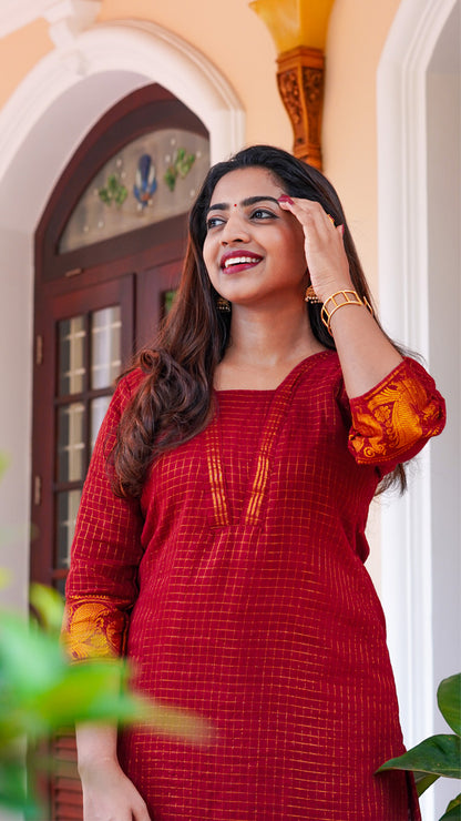Lipstick Red Sungudi Coords set image 3
