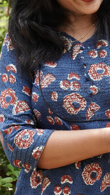 Navy Blue Hand Block Printed Kurti image 2