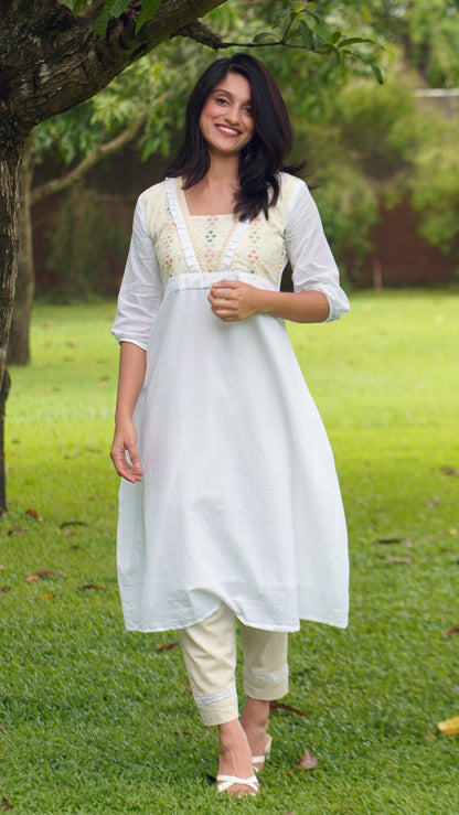 Soft Mul Cotton White Kurta image 0