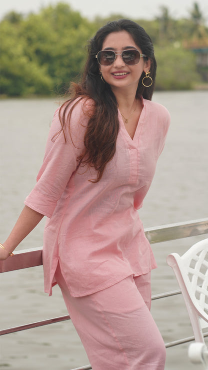 Baby Pink Cotton Co-ords set image 2