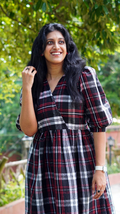 Black, White, and Red Tartan Plaid Frock or Dress image 0