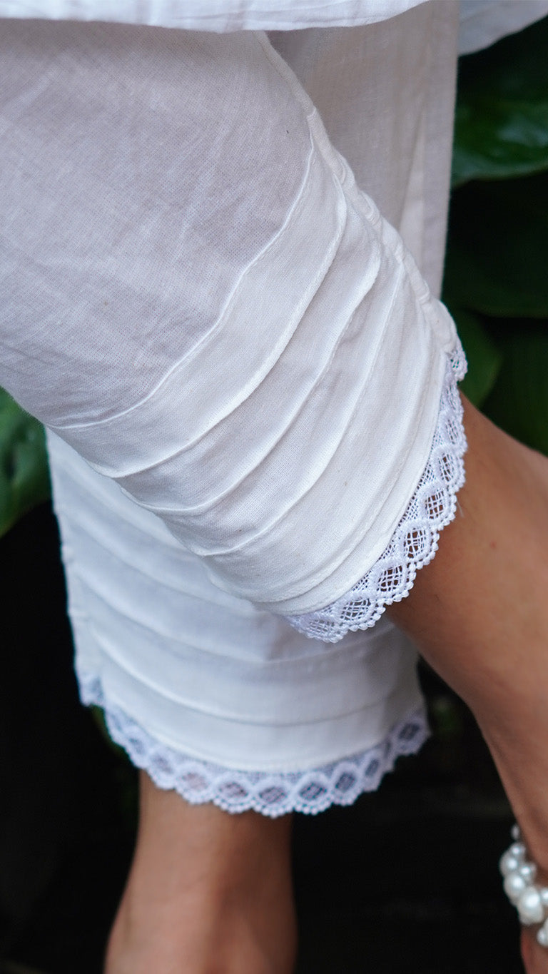 White Cotton Kurti Bottom image 3