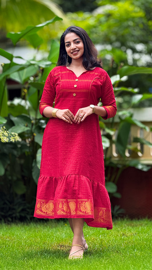 Bright Red Sungudi Dress image 0