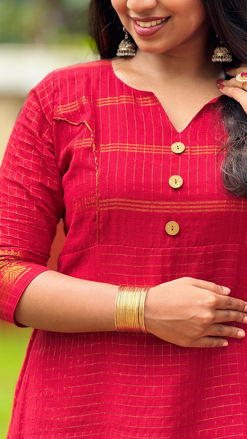 Bright Red Sungudi Dress image 1