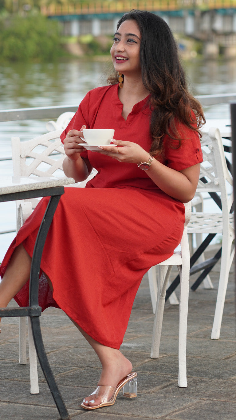Crimson Red Casual Dress image 4