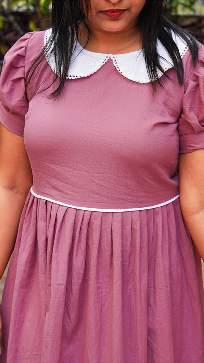Raspberry Rose Cotton Dress with Peter Pan Collar image 2