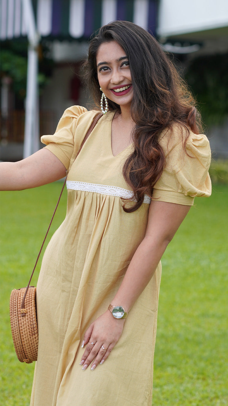 Beach Sand Linen Cotton A-Line Dress