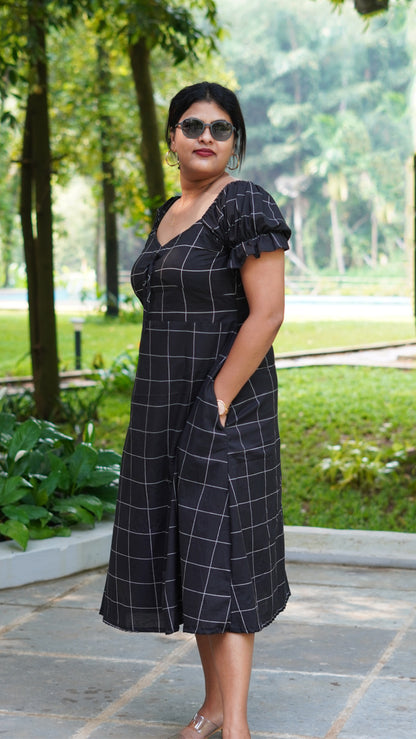 Classic Black Checkered Dress