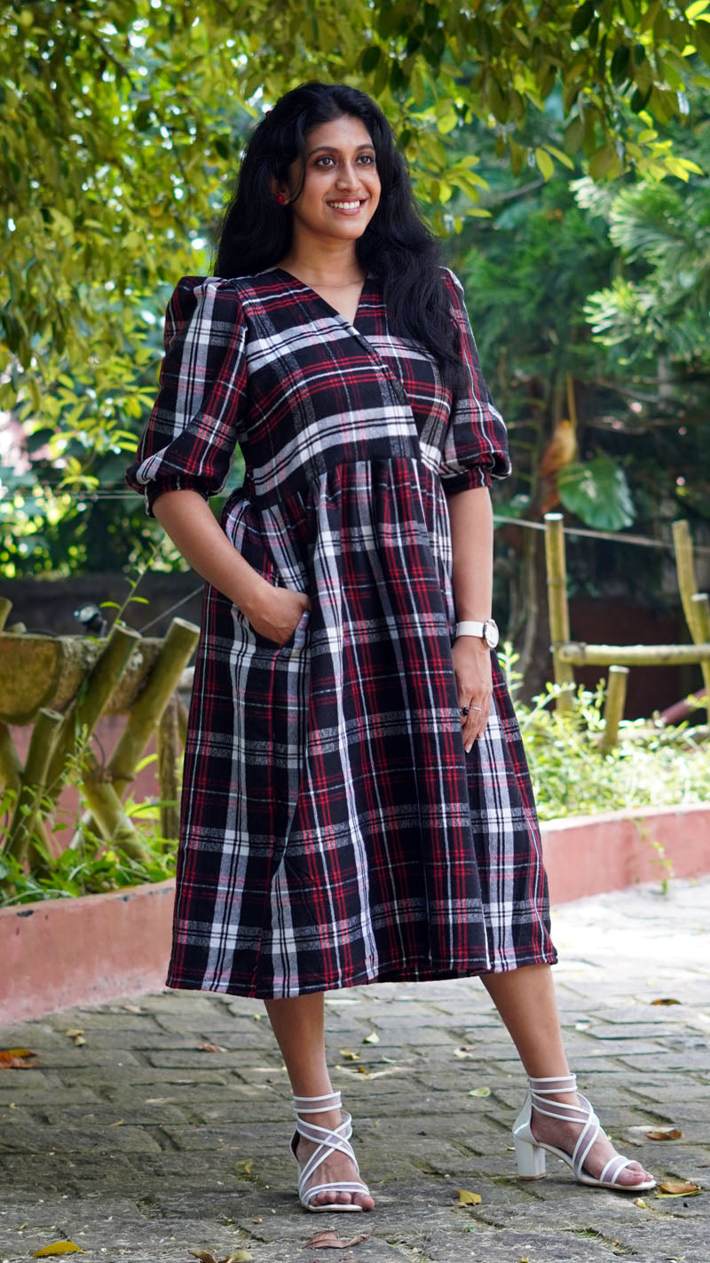 Black, White, and Red Tartan Plaid Frock or Dress