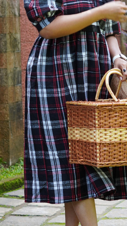 Black, White, and Red Tartan Plaid Frock or Dress
