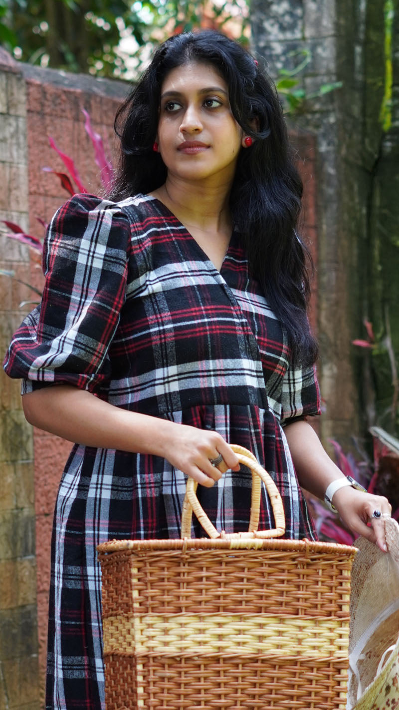Black, White, and Red Tartan Plaid Frock or Dress