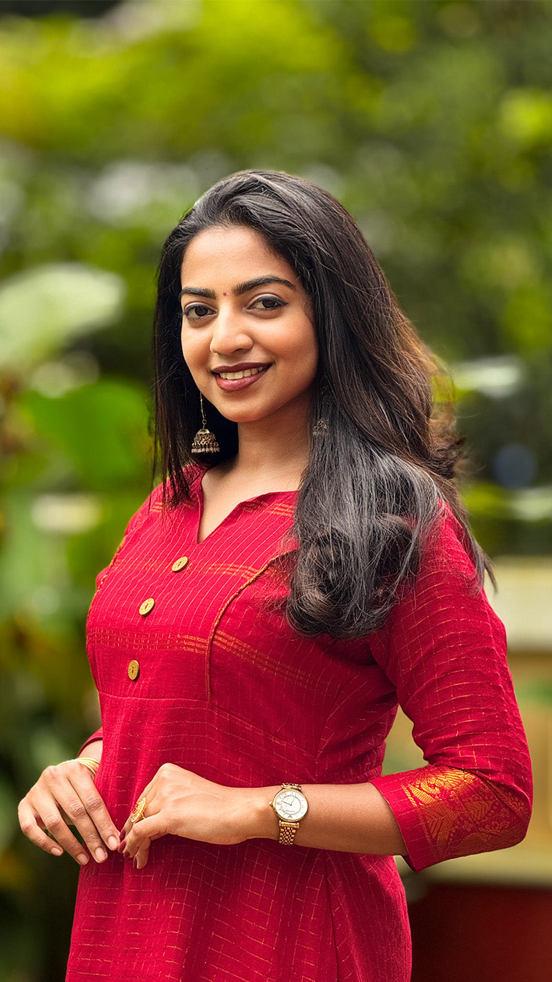 Bright Red Sungudi Dress