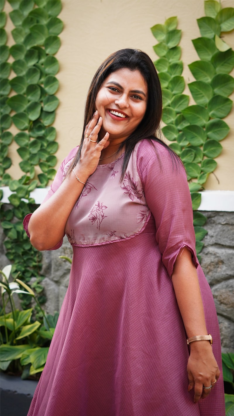 Onion Pink Floral Kota Organza Fairy Dress image 2