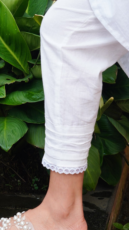White Cotton Kurti Bottom