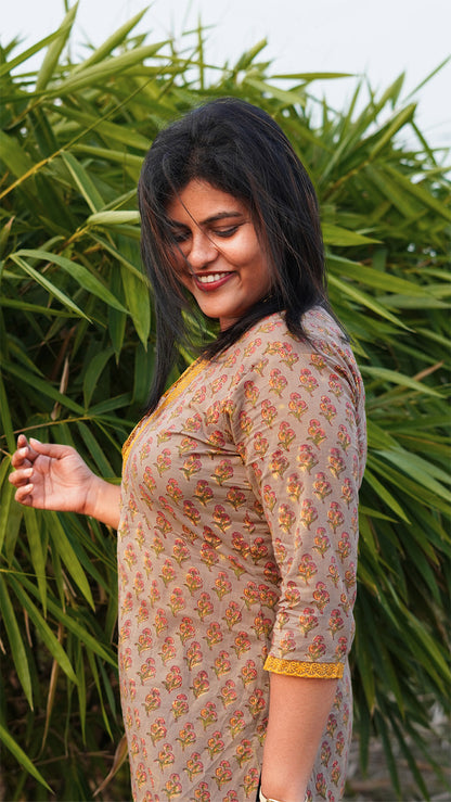 Gunsmoke Grey Jaipuri Block Printed Cotton Kurta image 4