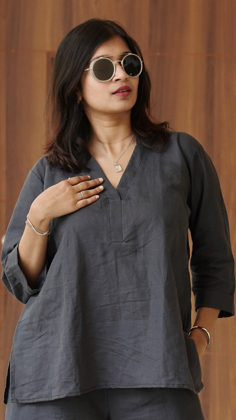Gun Metal Grey Linen Co-ords