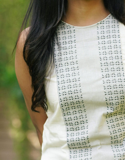 Jamdhani Panel Halter Neck Dress