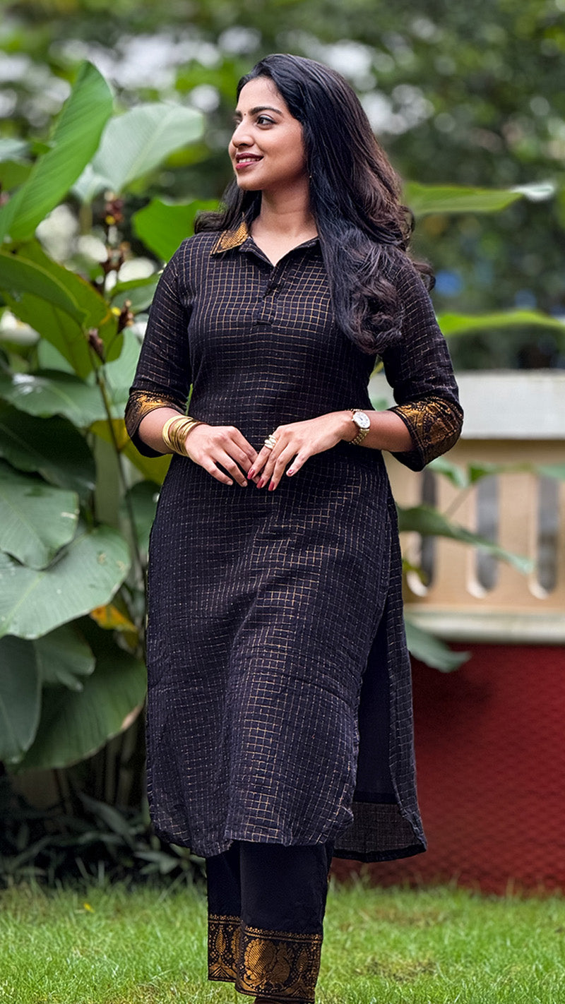 Jet Black Sungudi Co-ord Set