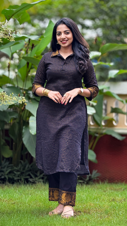 Jet Black Sungudi Co-ord Set