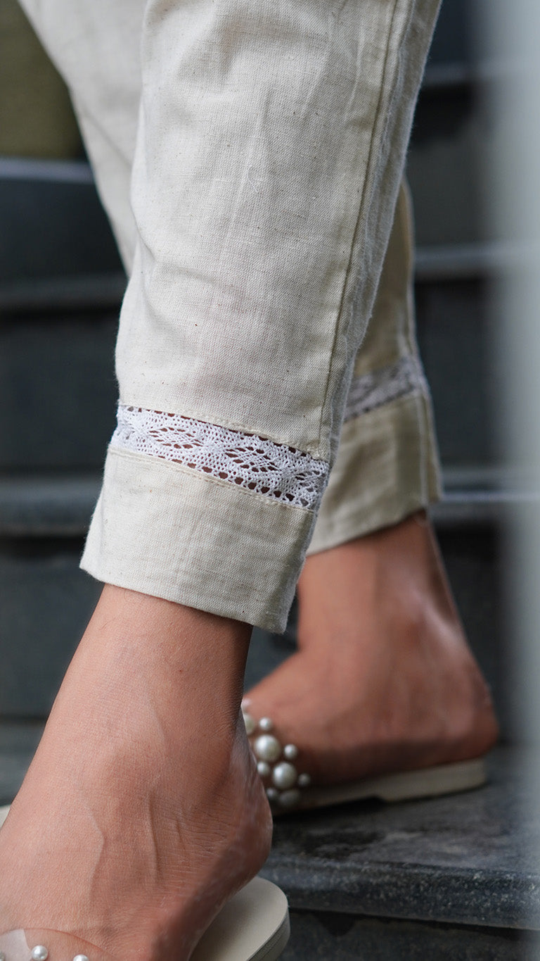Cotton Kurti Bottom with Lace