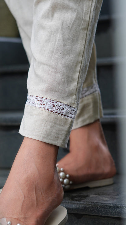 Cotton Kurti Bottom with Lace