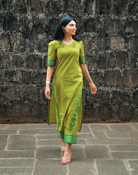 Lime South Cotton Kurti Set