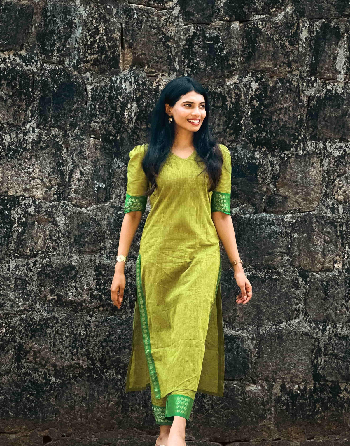 Lime South Cotton Kurti Set