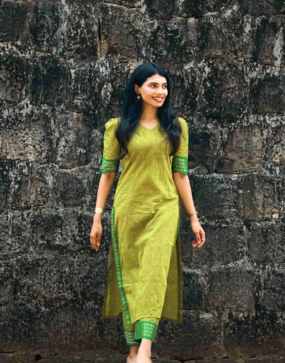 Lime South Cotton Kurti Set