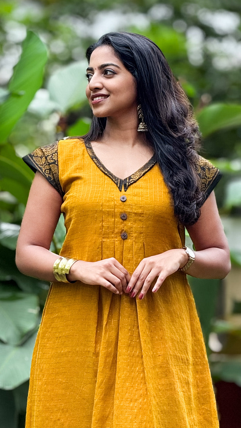Mustard Yellow Sungudi Dress