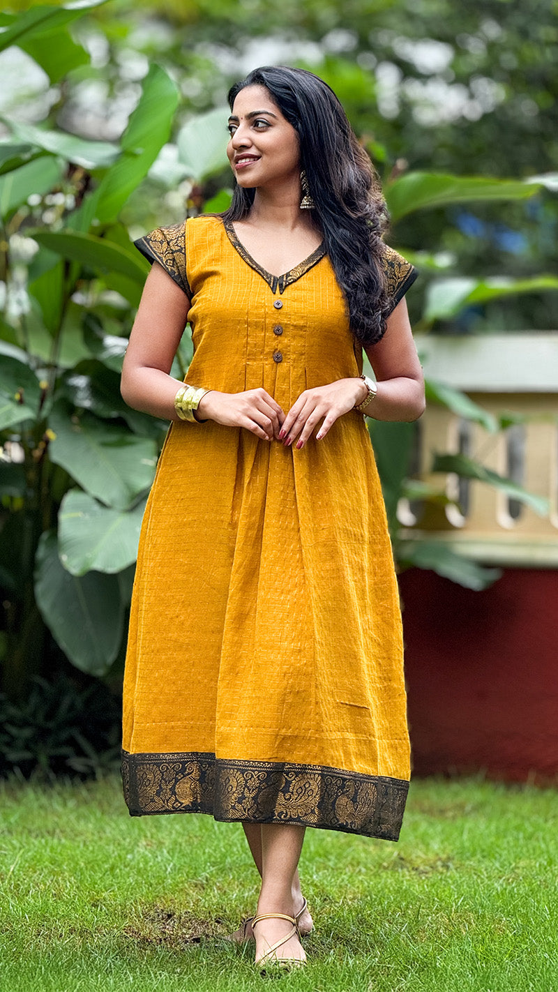 Mustard Yellow Sungudi Dress
