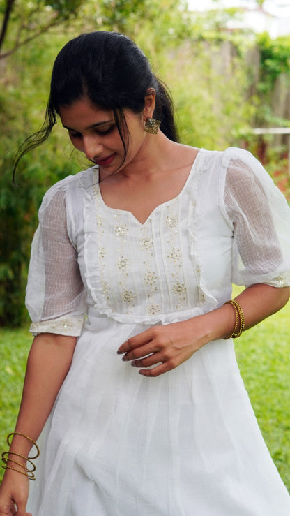White Kota Doria Fabric Dress or Kurti