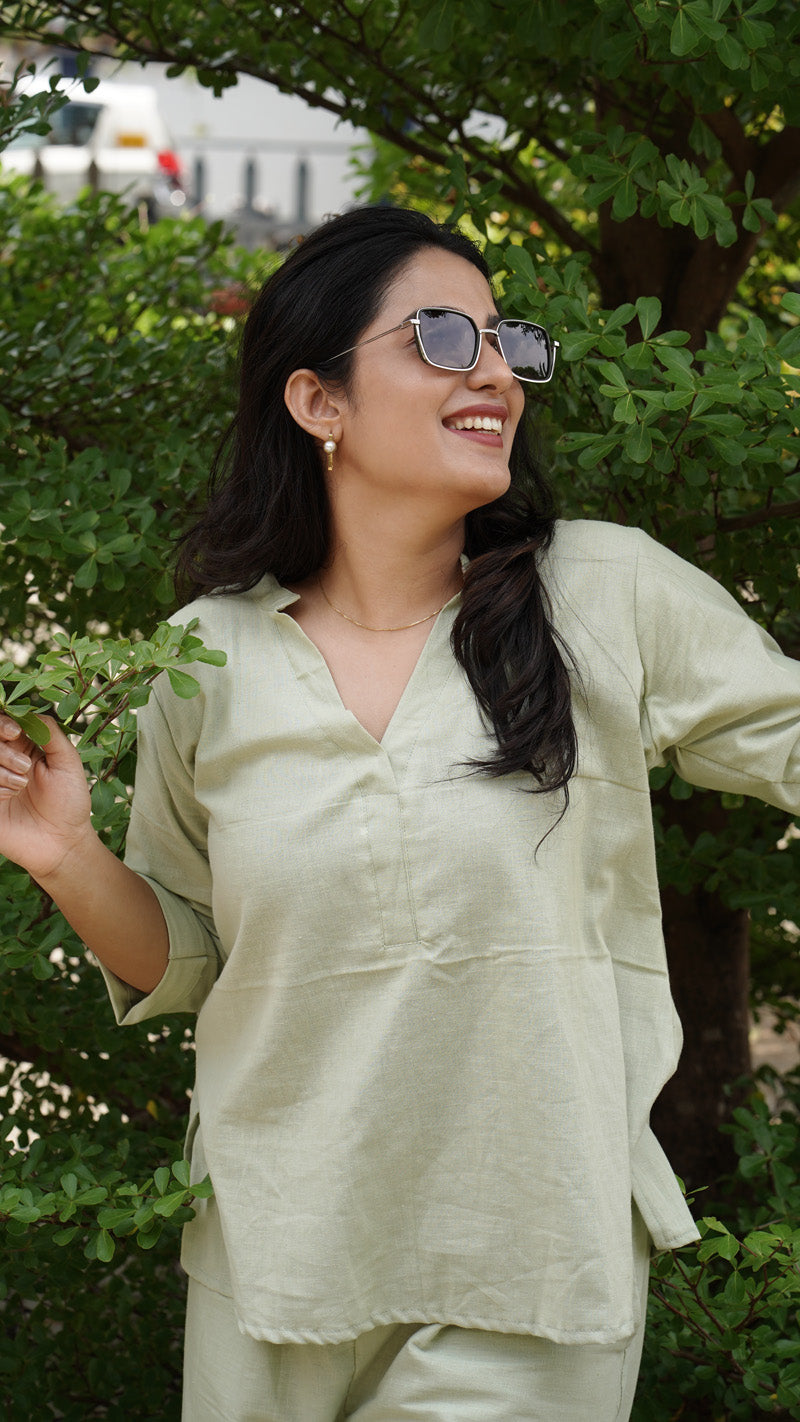 Pista Green Linen Co-ords