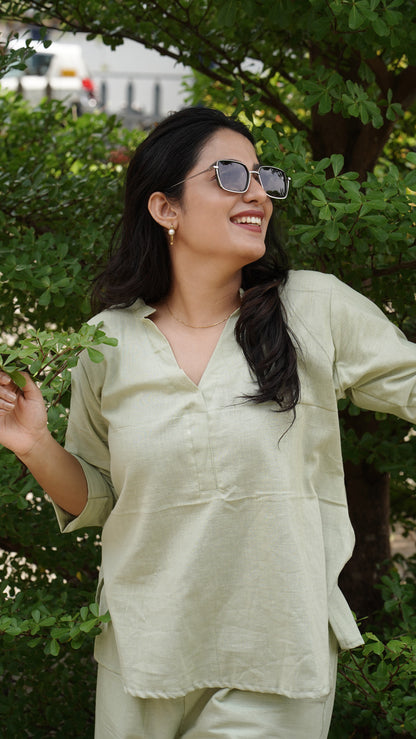 Pista Green Linen Co-ords