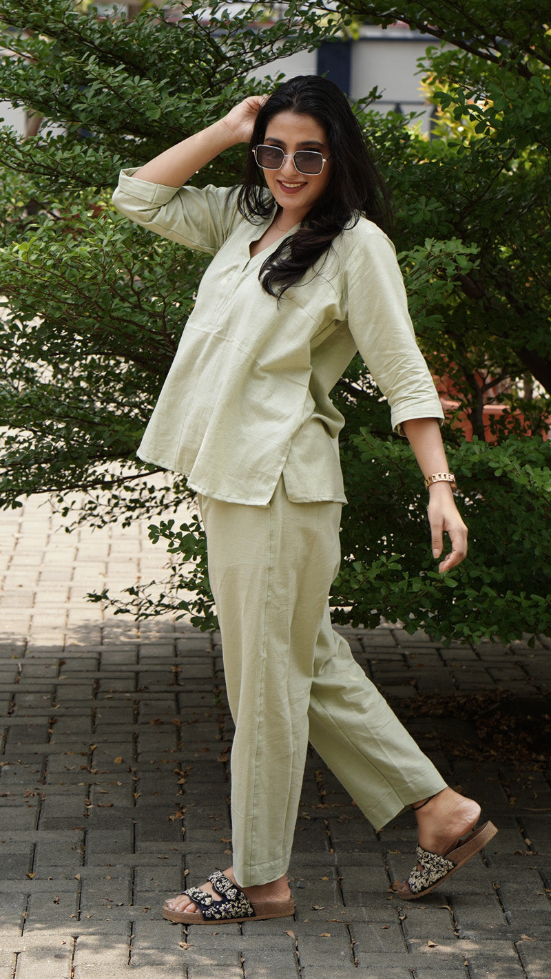 Pista Green Linen Co-ords