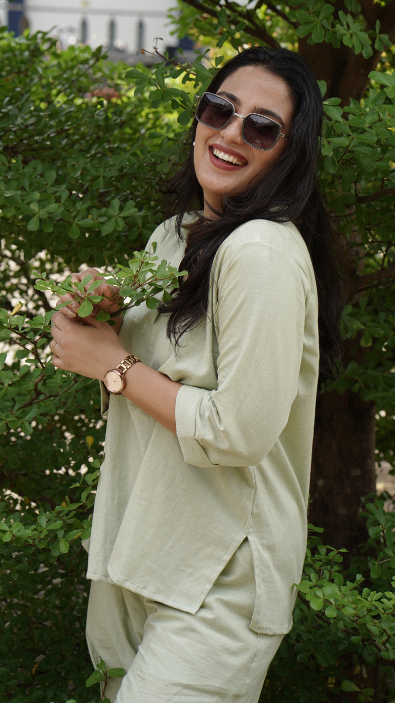 Pista Green Linen Co-ords