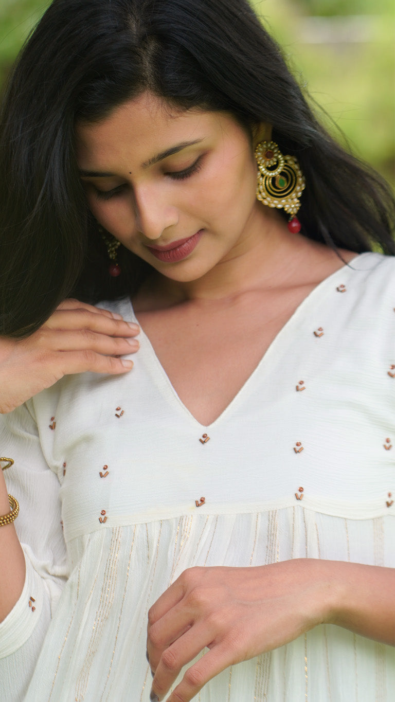 Off-White Premium Rayon Kurti