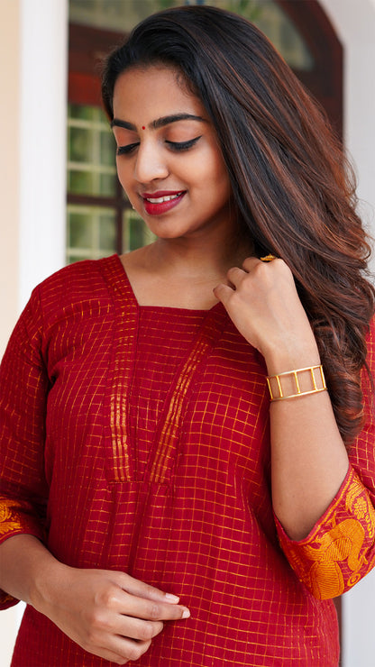 Lipstick Red Sungudi Coords set