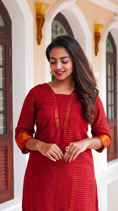 Lipstick Red Sungudi Coords set