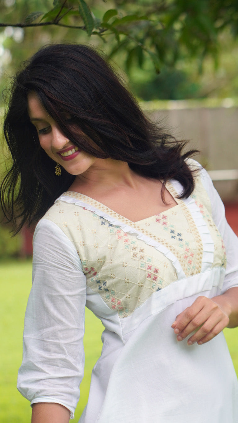 Soft Mul Cotton White Kurta