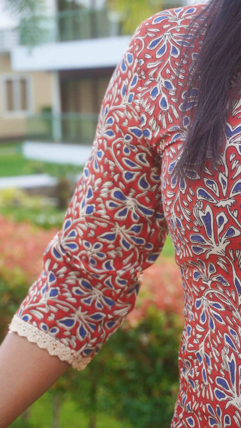 red-long-kurti-with-blue-and-beige-hand-block-print-5