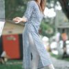 Pale blue kurti with white and black patch