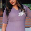 Pure georgette Lavender Pastel Kurta with hand embroidery - Image 2