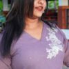 Pure georgette Lavender Pastel Kurta with hand embroidery - Image 4