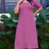 Pure georgette Magenta Kurta with Hand Embroidery