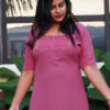 Pure georgette Magenta Kurta with Hand Embroidery - Image 4