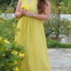 lemon-yellow-a-line-dress-with-lace-detailing